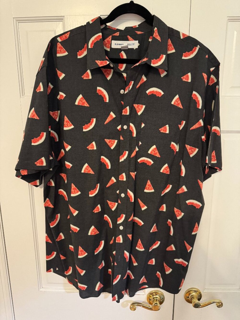 Old Navy Vintage Everyday Watermelon Button Down Shirt Black 3XLT